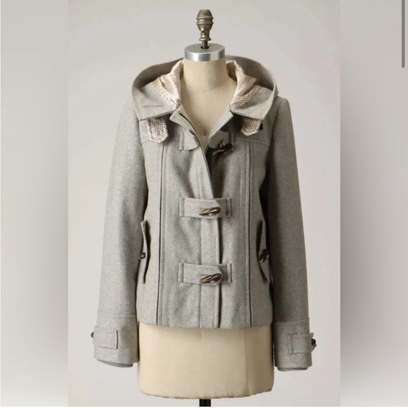 Anthropologie Gray Pea Coat - Picture 1 of 12